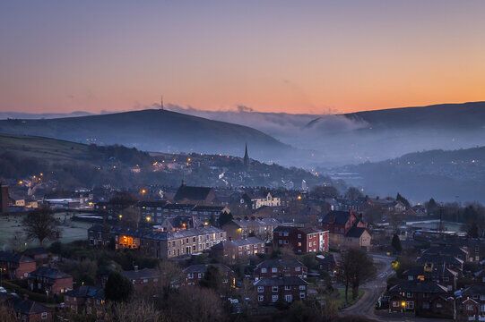 View across Tameside towards the Pennines