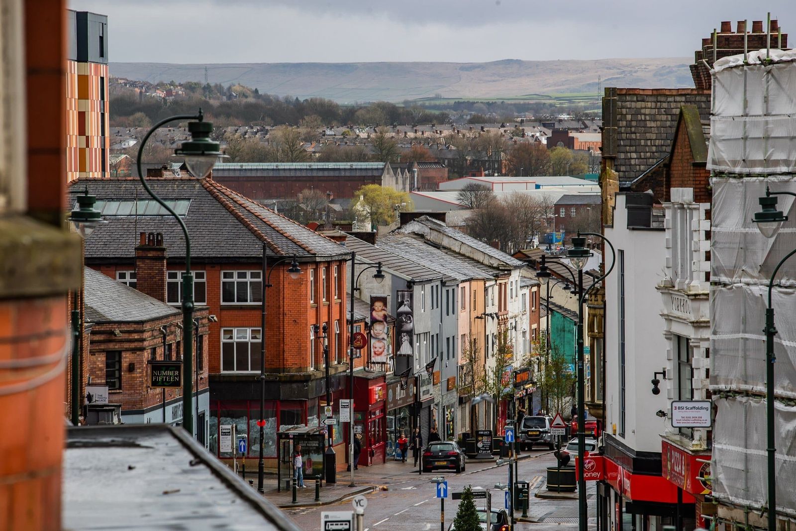 View across a Greater Manchester mill town where we move pianos