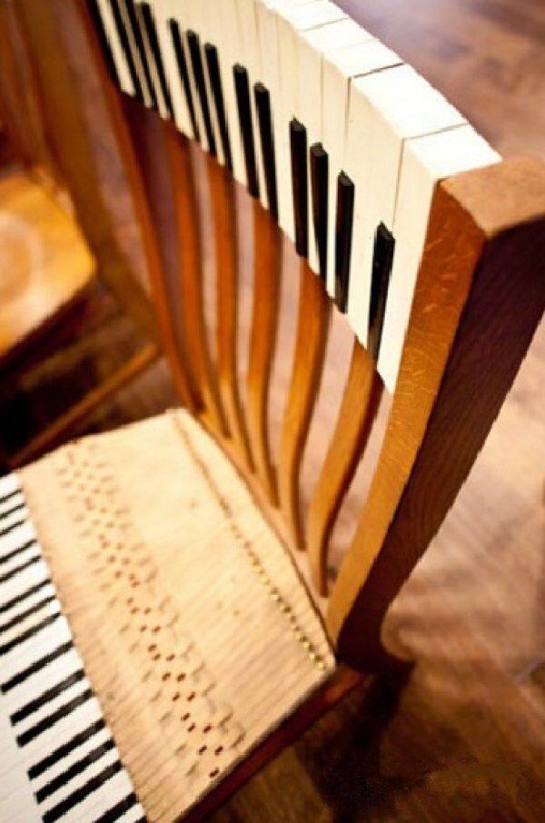 A chair made from a recycled piano